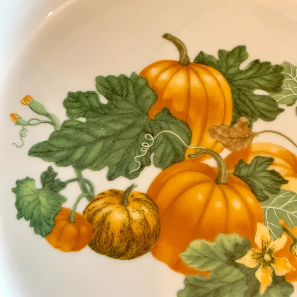 Vintage Porcelain Pie Plate Pumpkins Apilco France Fall Thanksgiving